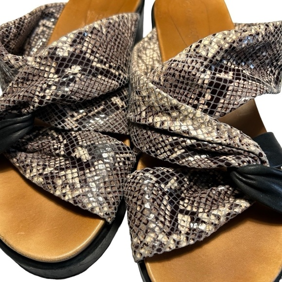Coral Como Faux Snakeskin and Leather Wedge Sandals Sz 9 - Picture 4 of 14